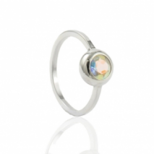Zilveren asring met 6mm regenboog topaas