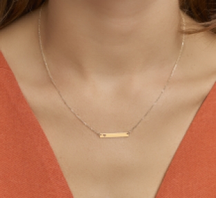 Geelgouden namebar ketting met hartje