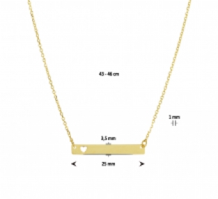 Geelgouden namebar ketting met hartje