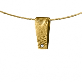 Gouden ketting hanger met vingerafdruk en steen