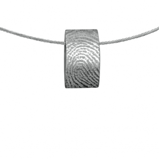 Zilveren design hanger met vingerafdruk rechthoek