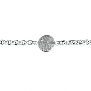 Zilveren ronde armband met vingerafdruk en steen