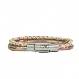 B&L drie dubbele leren armband