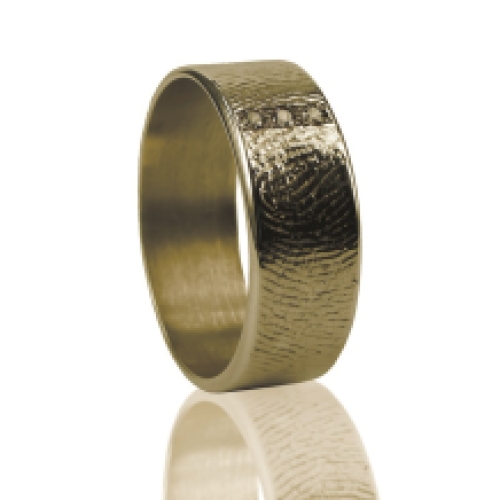 Gouden vingerafdruk ring met 3 stenen 793