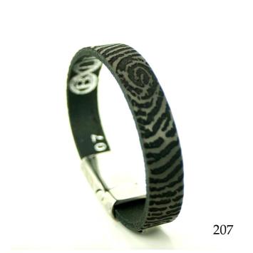 Armband met vingerafdruk in leer, kleur zwart
