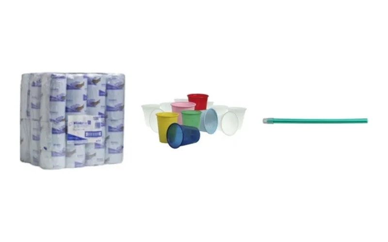 Dental towels, drinkbekers en speekselzuigers