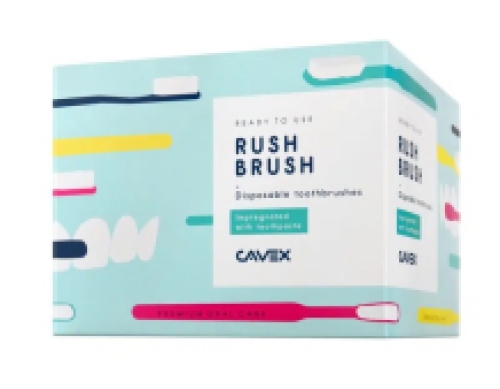 Cavex Rush Brush Einwegzahnbürste mit Zahnpasta 100 Stk.