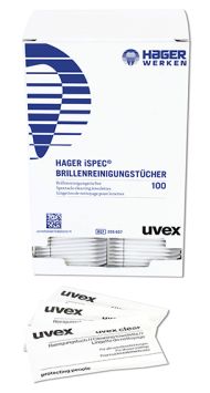 Feuchte Brillenputztücher UVEX-Hager Werken ISpec 100 Stk.
