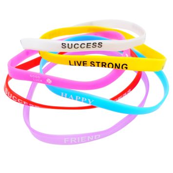 Bunte silicone Armbänder mit happy slogan100 Stück