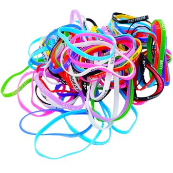Bunte silicone Armbänder mit happy slogan100 Stück