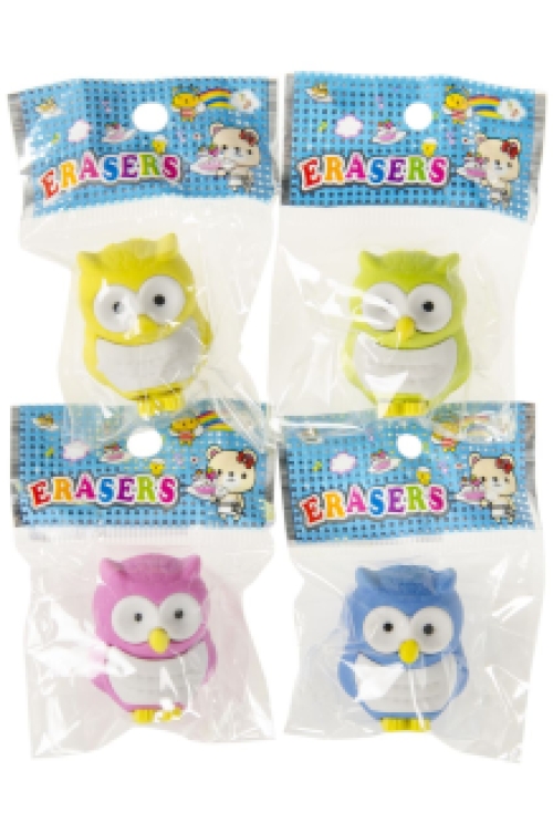 Eule Radiergummi 4 cm 4 Farben