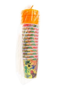 Trinkbecher 250ml Dinos mit 3D-Effekt mit Strohhalm, Kappe und Deckel 24 Stück