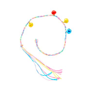 Armband aus knallbunte Schnüre und Glöckchen zu 100 Stück