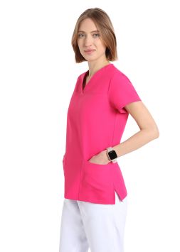 Damen-Tunika Quick Power aus bügelfreier Mikrofaser Pink