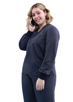 Unisex-Tunika Quick Smart bügelfrei langarm Dunkelblau