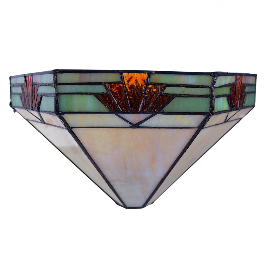Wandlamp Tiffany 5283 - 31x15x17 cm E14/max 1x40W Beige Groen Glas Metaal
