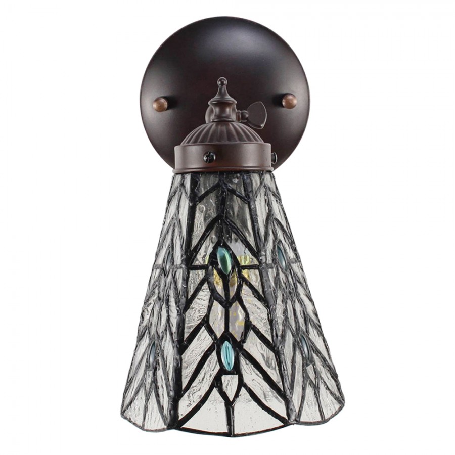 Wandlamp Tiffany 6208 - 17x12x23 cm Transparant Glas Metaal Rond