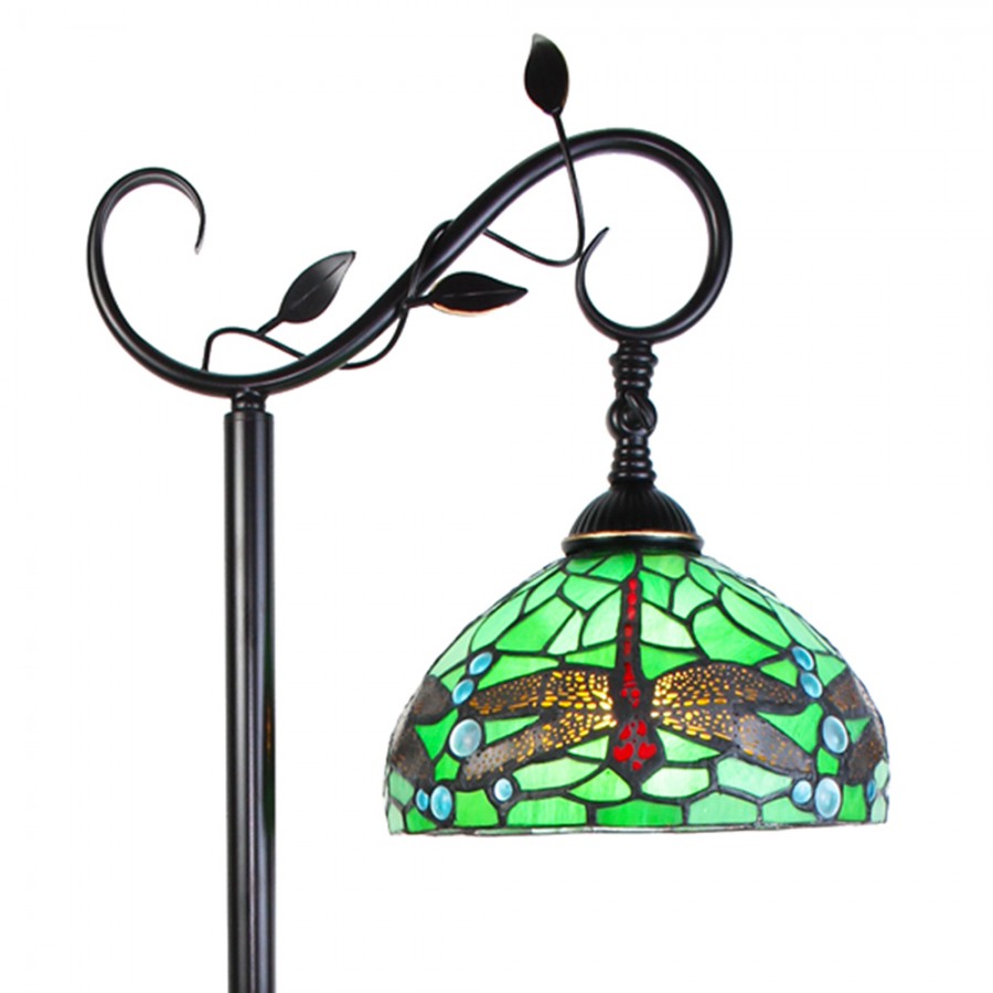 Tiffany Vloerlamp 6242 - 152 cm Groen Bruin Glas Rond