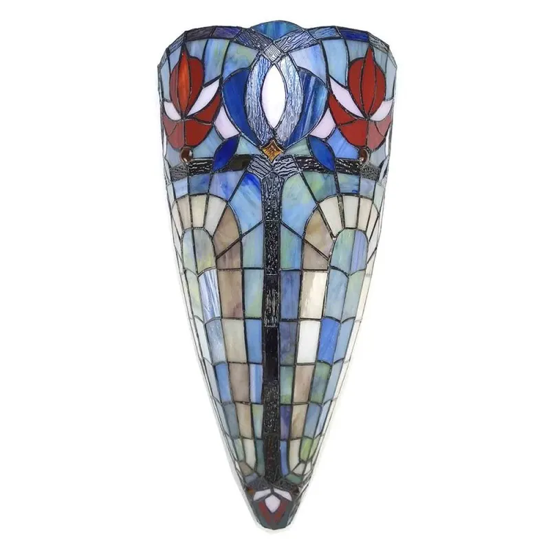 Wandlamp Tiffany 6143 - 26x15x52 cm Blauw Glas