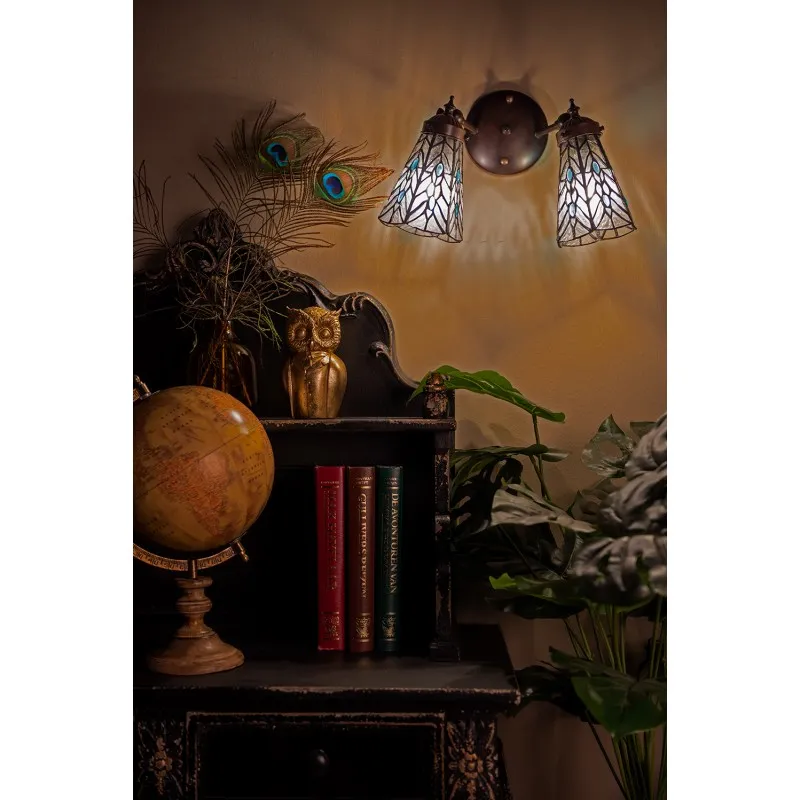Wandlamp Tiffany 6215 - 30x23x23 cm Transparant Glas Metaal Rond