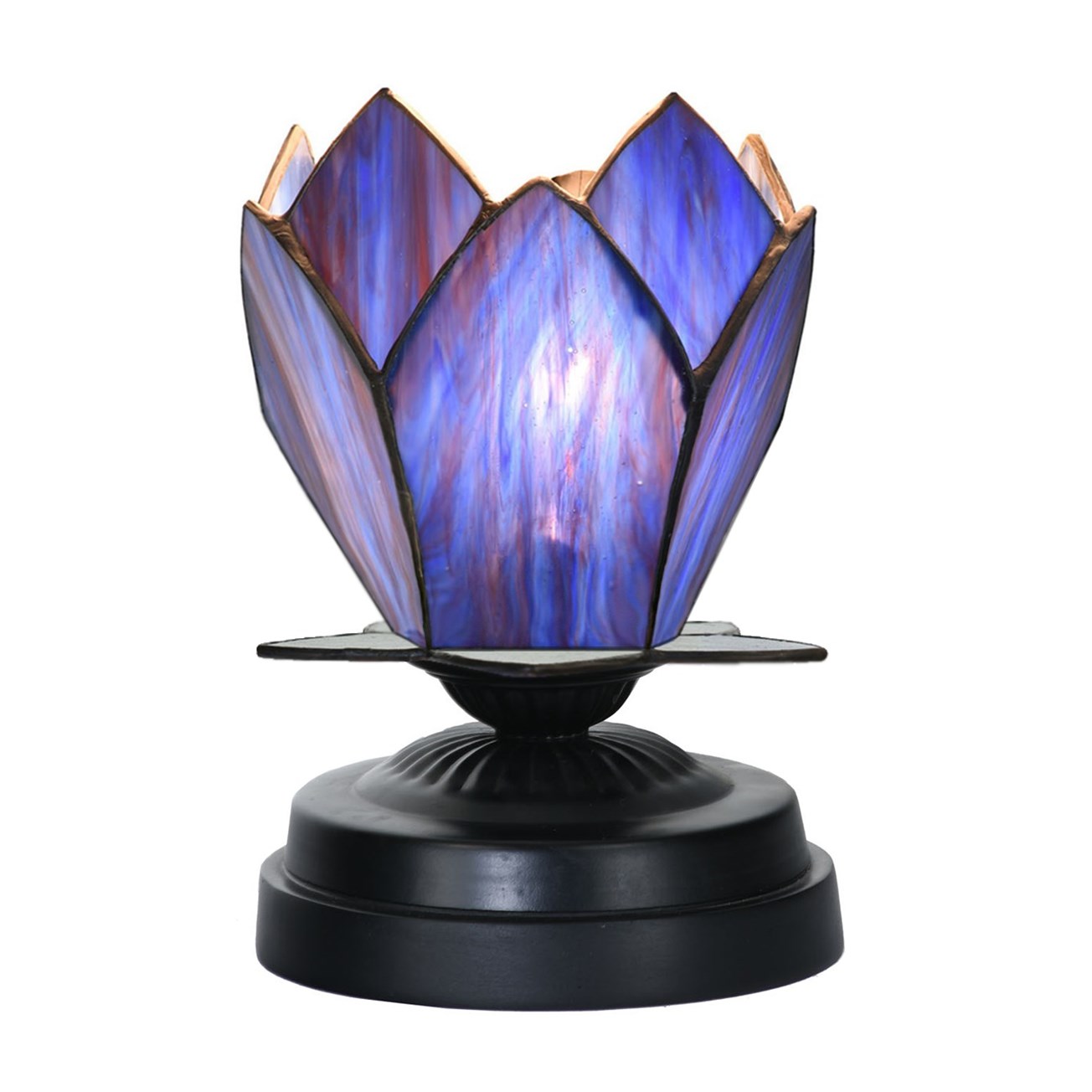 Tiffany lage tafellamp zwart met Blue Lotus