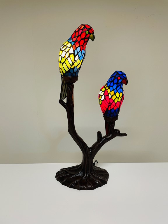 Tafellamp Tiffany 2 papegaaien