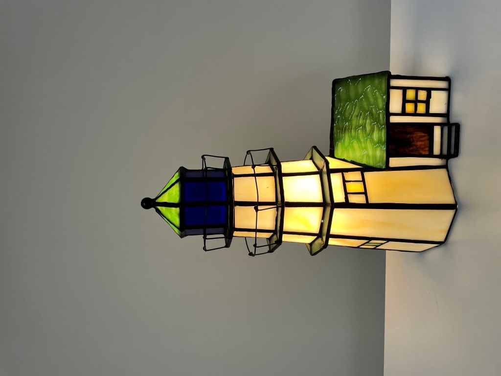 Tiffany tafellamp Vuurtoren + huis