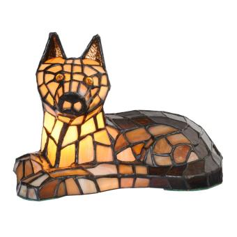 Tiffany Tafellamp Hond 1215 - 25x13x17 cm Bruin Glas