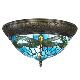 Plafondlamp Tiffany 6263 - Ø 38 cm Blauw Bruin Glas Rond