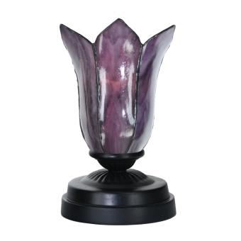 Tiffany lage tafellamp zwart met Gentian Purple