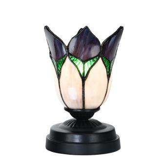 Tiffany lage tafellamp zwart met Lovely Flower Purple