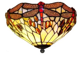 Tiffany Plafondlamp Ø30cm Beige Dragonfly - 80