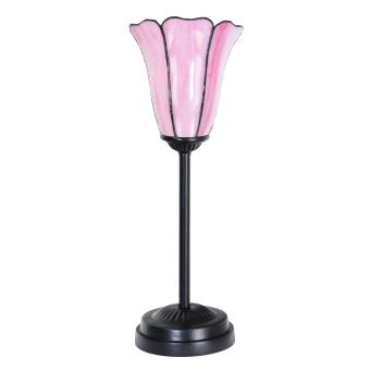 Tiffany slanke tafellamp zwart met Liseron Pink