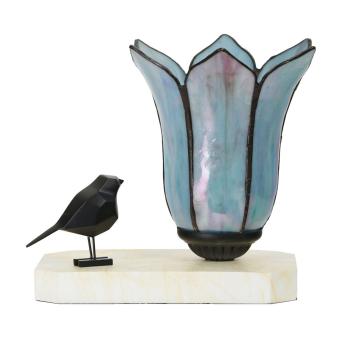 Tiffany tafellamp sculptuur Ballade van een Vogel Gentian Blue