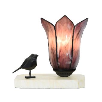 Tiffany tafellamp  sculptuur Ballade van een Vogel Gentian Purple