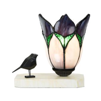 Tiffany tafellamp / sculptuur Ballade van een Vogel Lovely Flower Purple