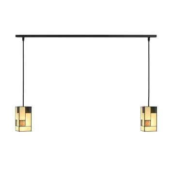 2 x Tiffany Mondriaan met Pendant aan plafondbalk