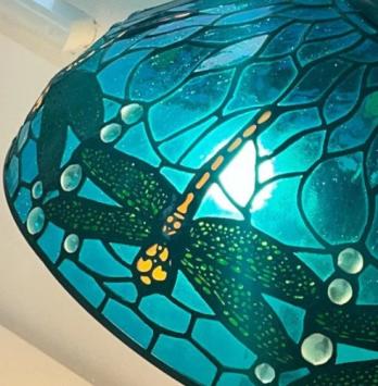 Tiffany tafellamp 41cm Dragonfly Blauw