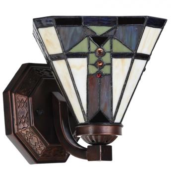 Wandlamp Tiffany 6100 - 25x20 cm Beige Bruin Glas 