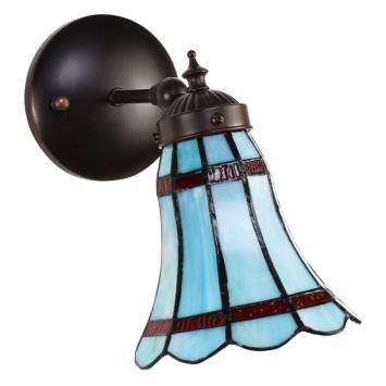 Wandlamp Tiffany 6206 - 17x12x23 cm Blauw Rood Glas Metaal Rond