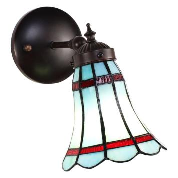 Wandlamp Tiffany 6206 - 17x12x23 cm Blauw Rood Glas Metaal Rond