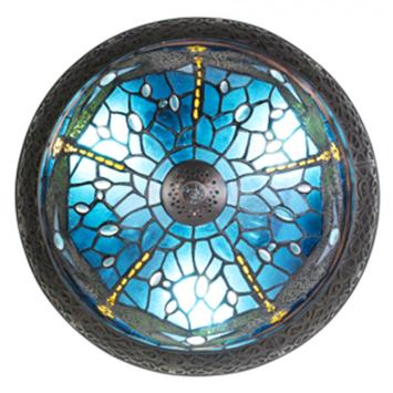 Plafondlamp Tiffany 6263 - Ø 38 cm Blauw Bruin Glas Rond