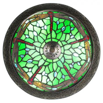 Plafondlamp Tiffany 6264 - Ø 38 cm Groen Bruin Kunststof Glas Rond