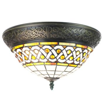 Plafondlamp Tiffany 6266 - Ø 38 cm Bruin Beige Glas Rond