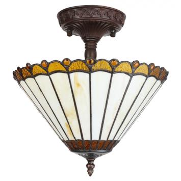 Plafondlamp Tiffany 6281 - Ø 29x30 cm Beige Bruin Glas