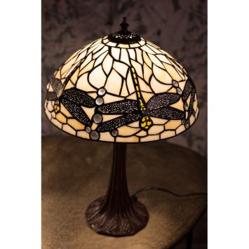 Lampe de table Tiffany Libellule 31cm blanc