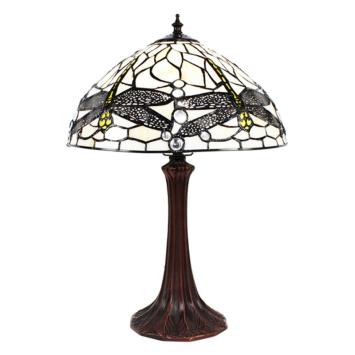 Lampe de table Tiffany Libellule 31cm blanc