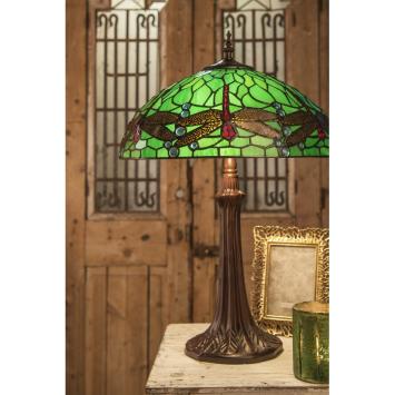 Tiffany tafellamp 41cm Dragonfly Groen