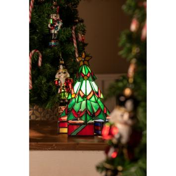 Tiffany Tafellamp Kerstboom 9348 - 17x17x23 cm Groen Glas