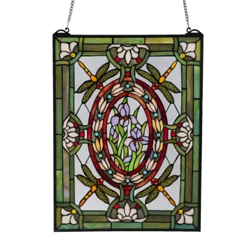 Glaspaneel 6091 Tiffany 46x1x61 cm Groen Glas Rechthoek Libelle